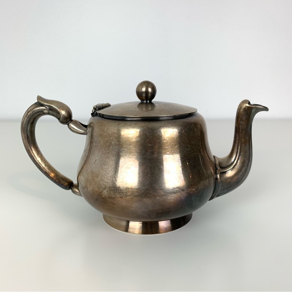 Christofle Silver Plated Teapot France Ornate Handle Vtg Quiet Luxury Old Money